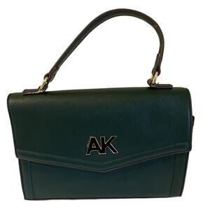 Anne Klein Purse Green Signature Top Handle Handbag Snap Close Zip Pocket